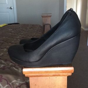 Black ankle strap wedges